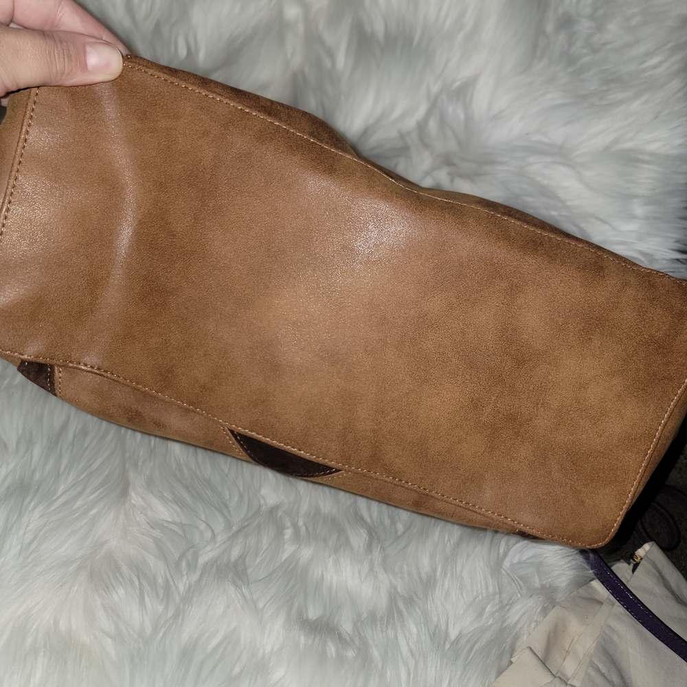 T-Shirt & Jeans Brown Patchwork Tote - Picture 4 of 5